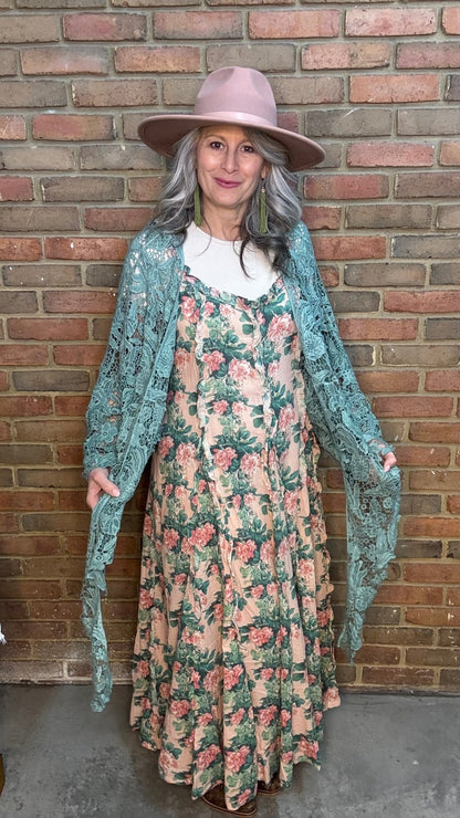 Crochet Butterfly Throw Over Cardigan - Vintage Vault Boutique