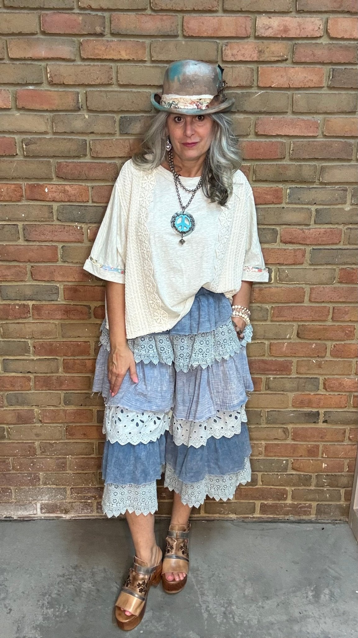 Crochet Lace Crew Neck Top - Vintage Vault Boutique