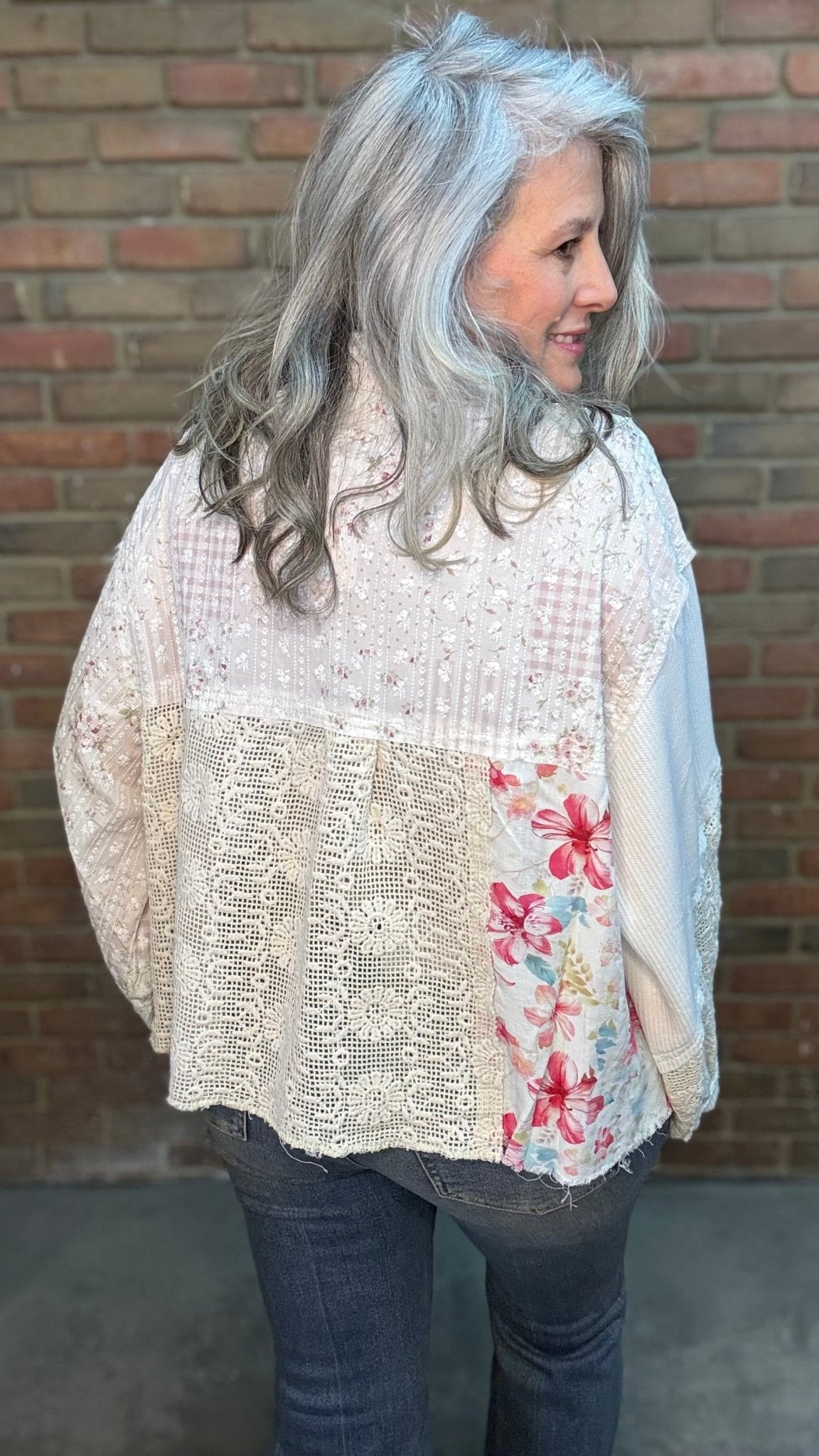 Balloon Sleeve Patchwork Shirt - Vintage Vault Boutique