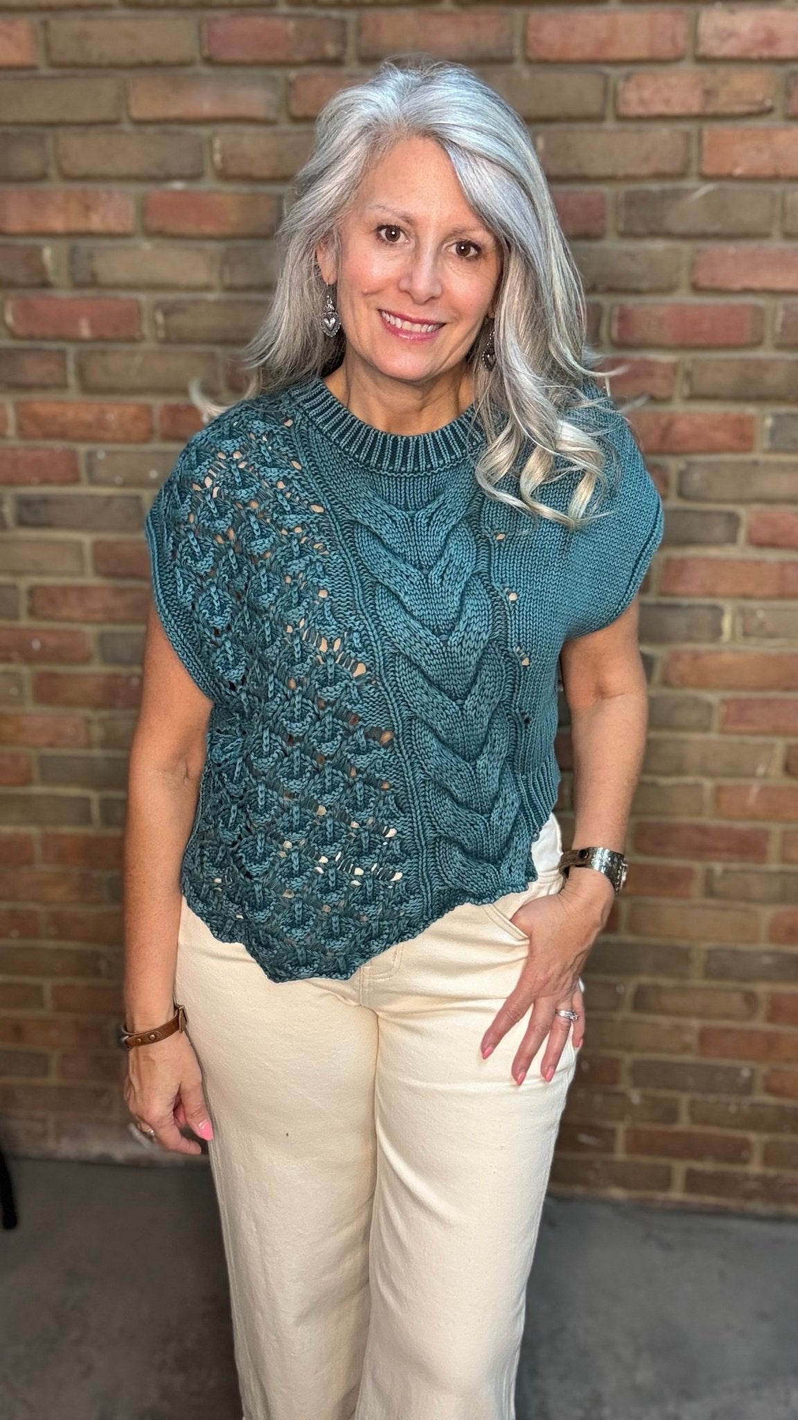 Sleeveless Sweater Vest TEAL - Vintage Vault Boutique