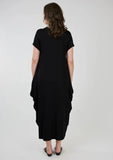 Back view of model wearing Camilla Black Knit Dress.
