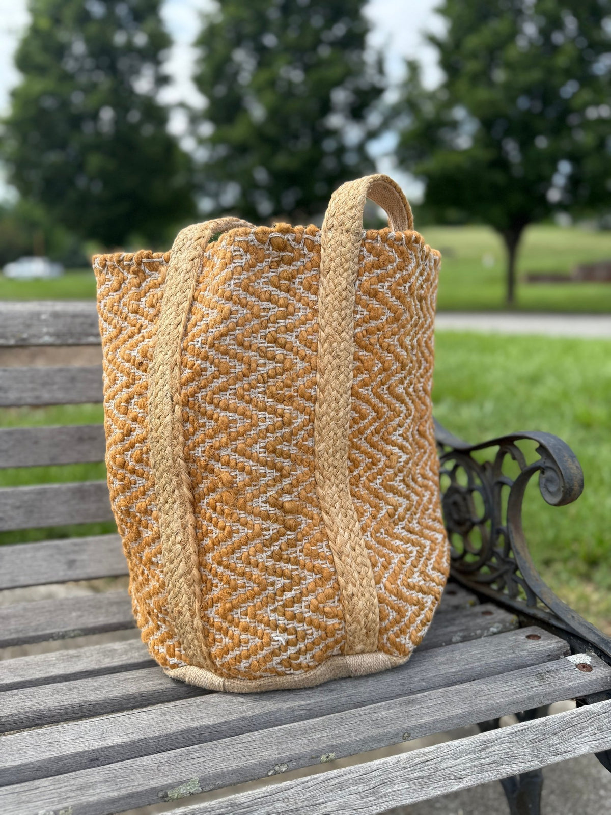 Jute Tote Bag Mustard - Vintage Vault Boutique
