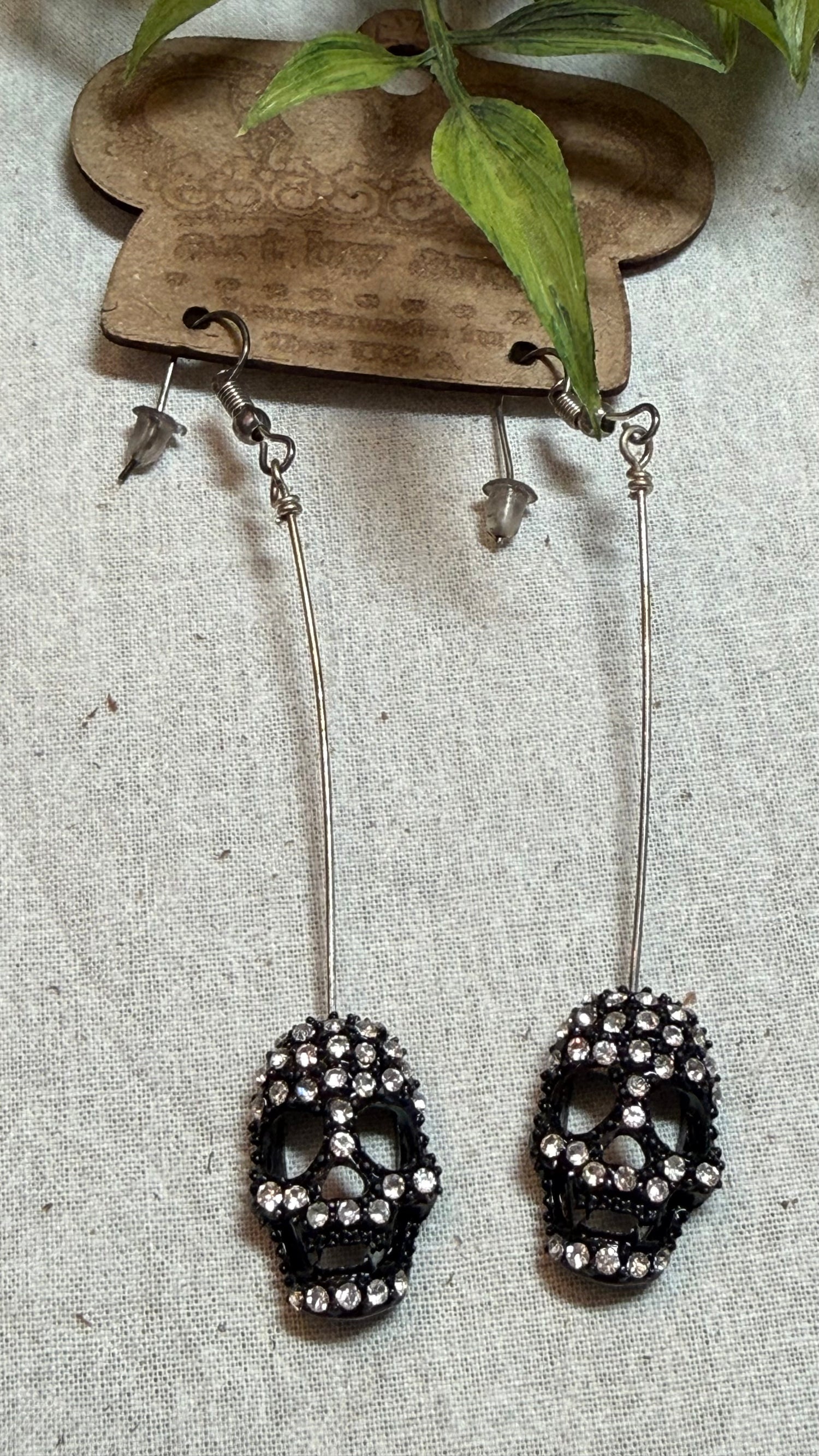 Skull Head with Bling Drop Earring