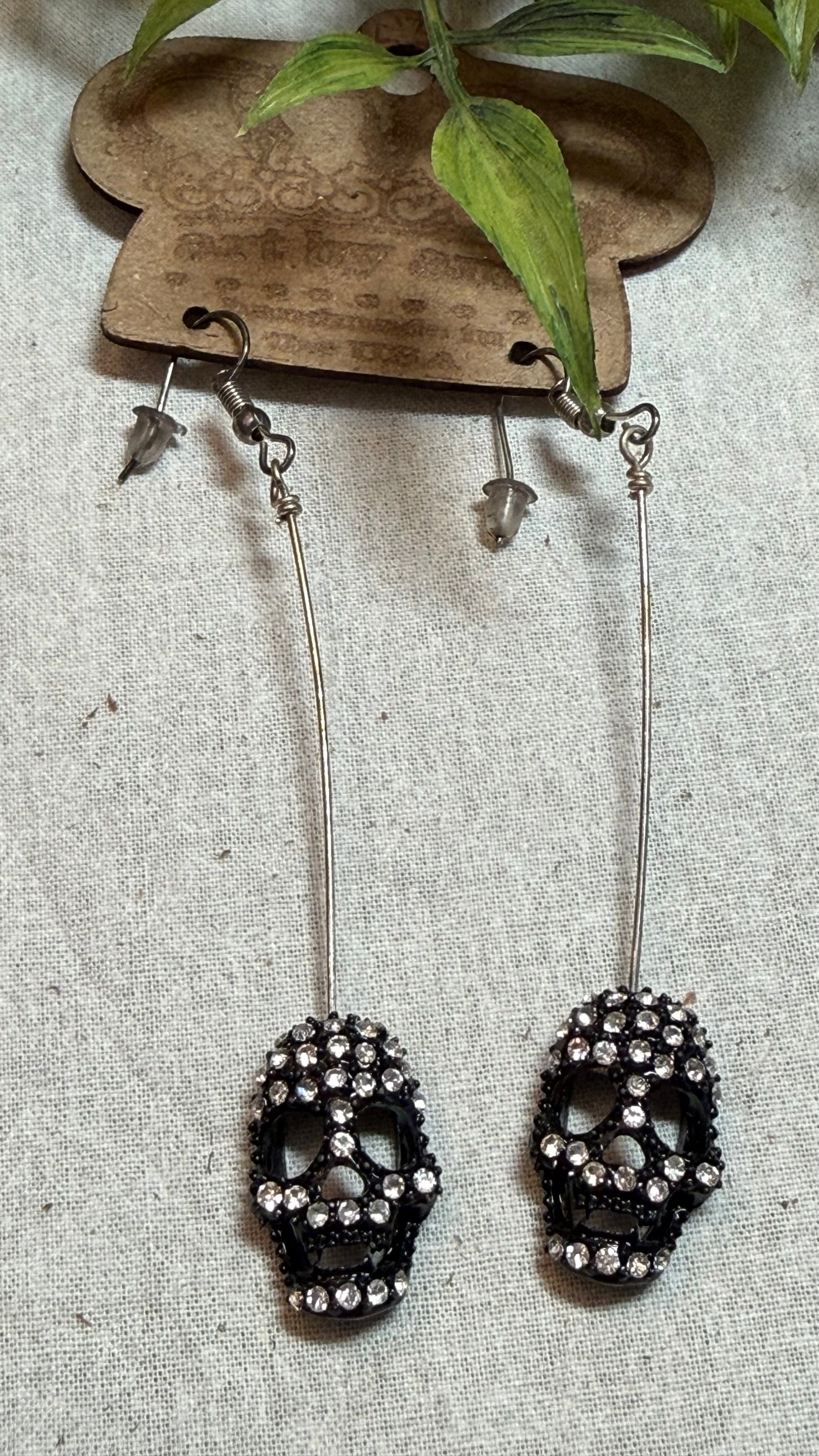 Skull Head with Bling Drop Earring