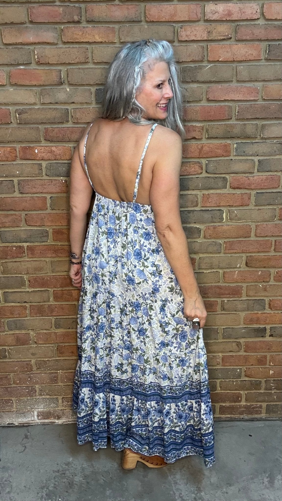 Willow Blue Tie Front Dress - Vintage Vault Boutique