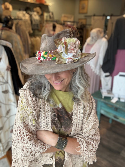 Embroidery Band Hat by A Rare Bird - Vintage Vault Boutique