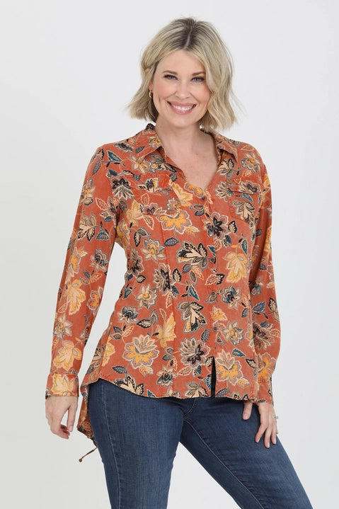 Brown Corset Back Western Top