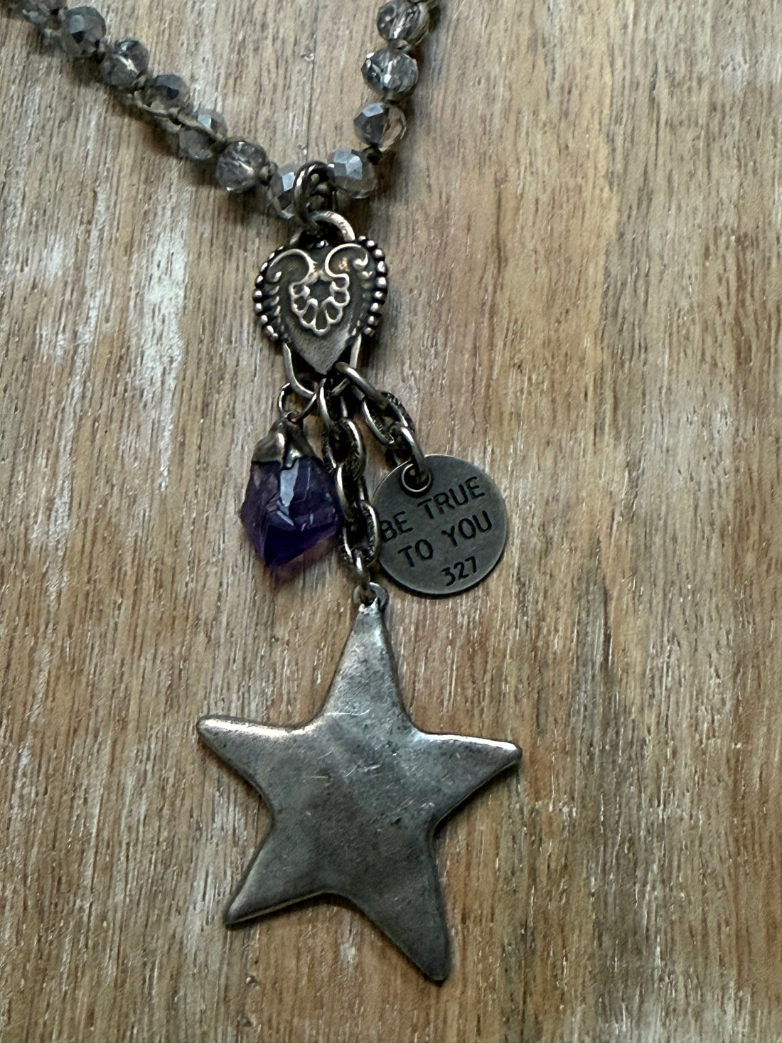 Star on Crystal Strand Necklace