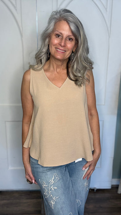 Taupe V-Neck Tank Top