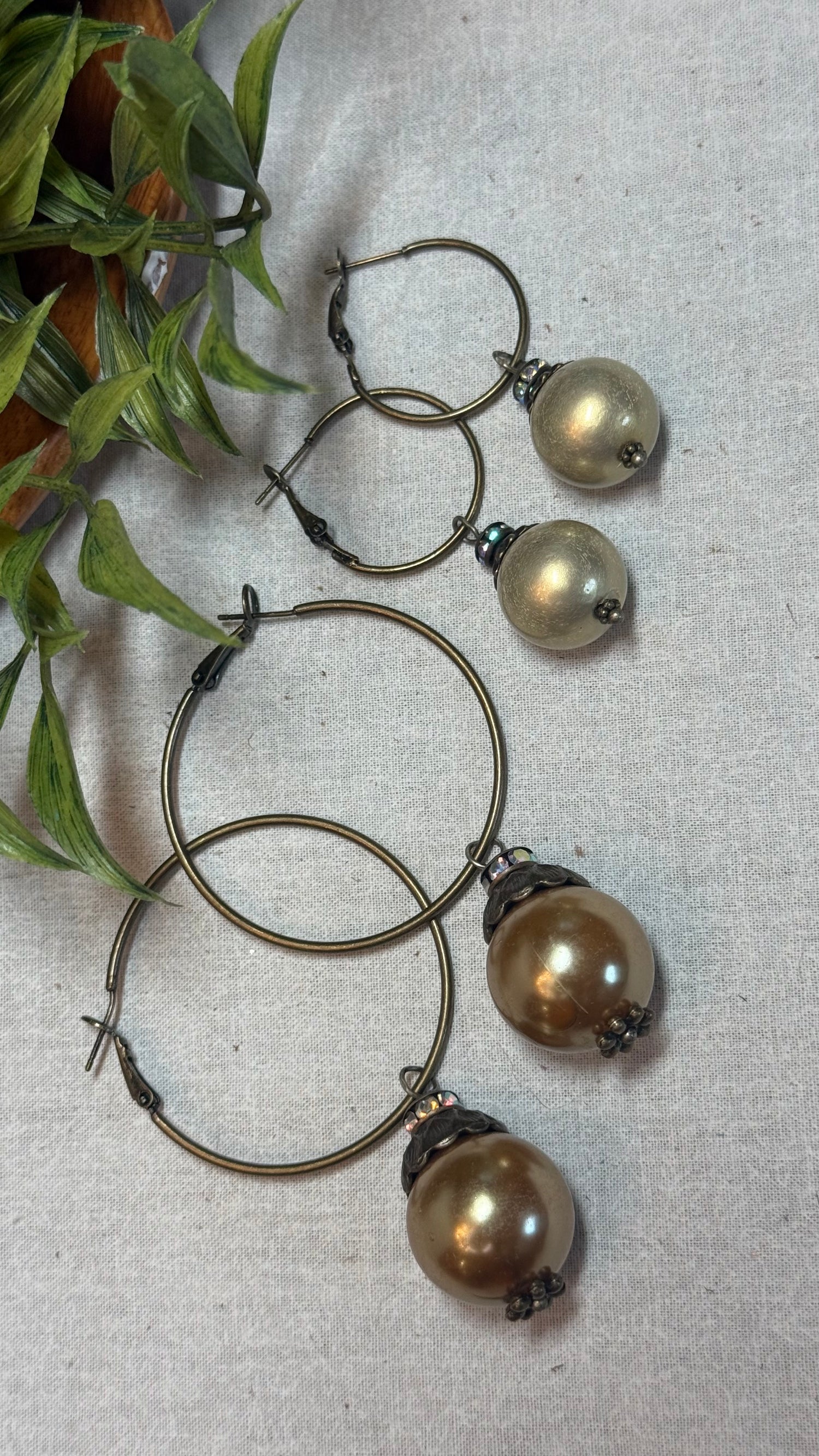 Champagne Hoop with Pearl Earrings