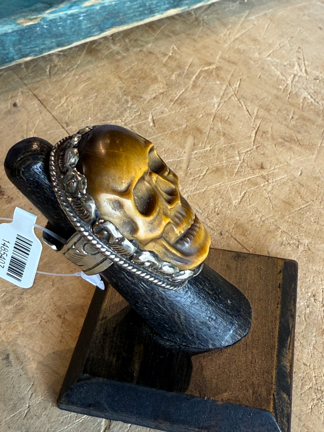 Tiger Eye Skull Ring