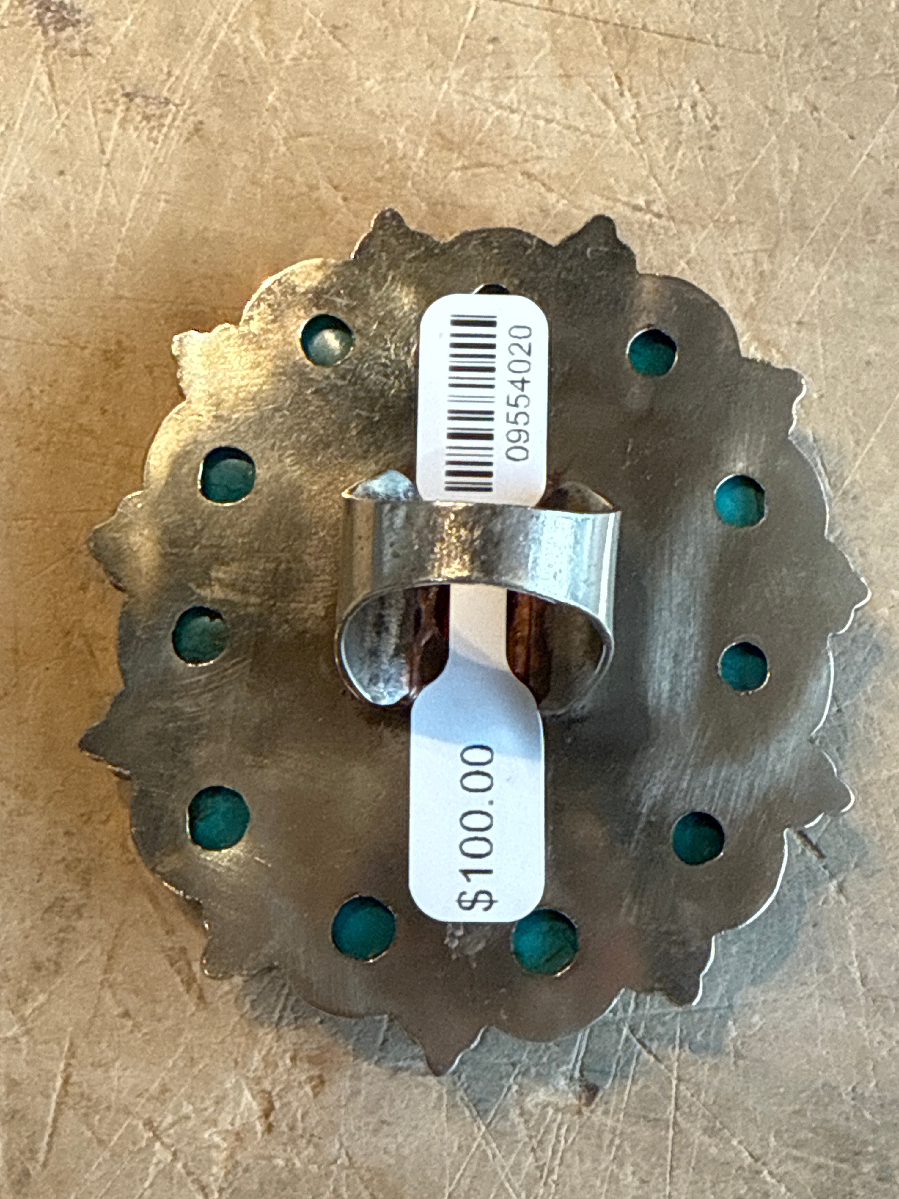 Large Turquoise and Red Stone Ring