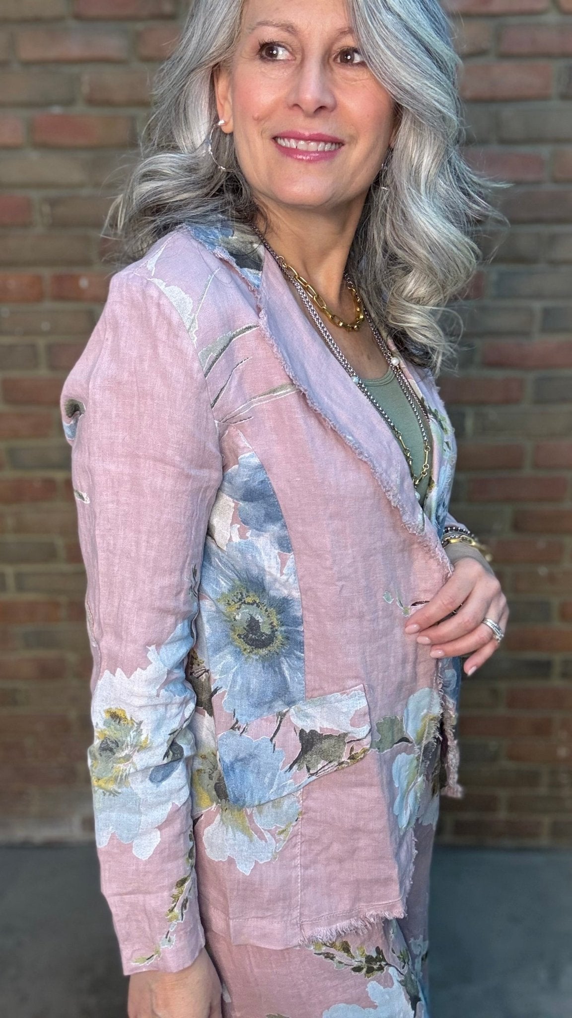 One Button Print Jacket - Vintage Vault Boutique