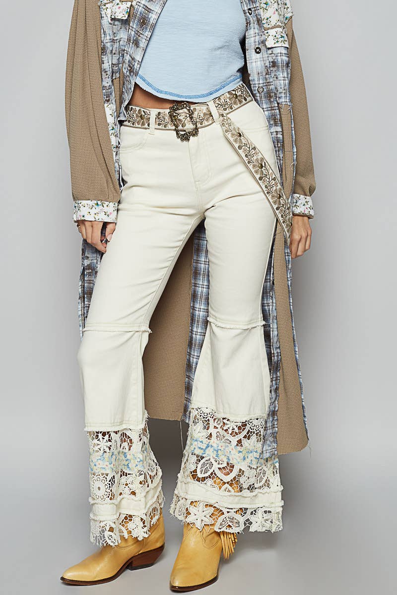 Floral pattern Ivory and Mauve Belt - Vintage Vault Boutique