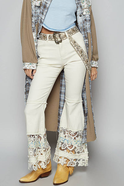 Floral pattern Ivory and Mauve Belt - Vintage Vault Boutique