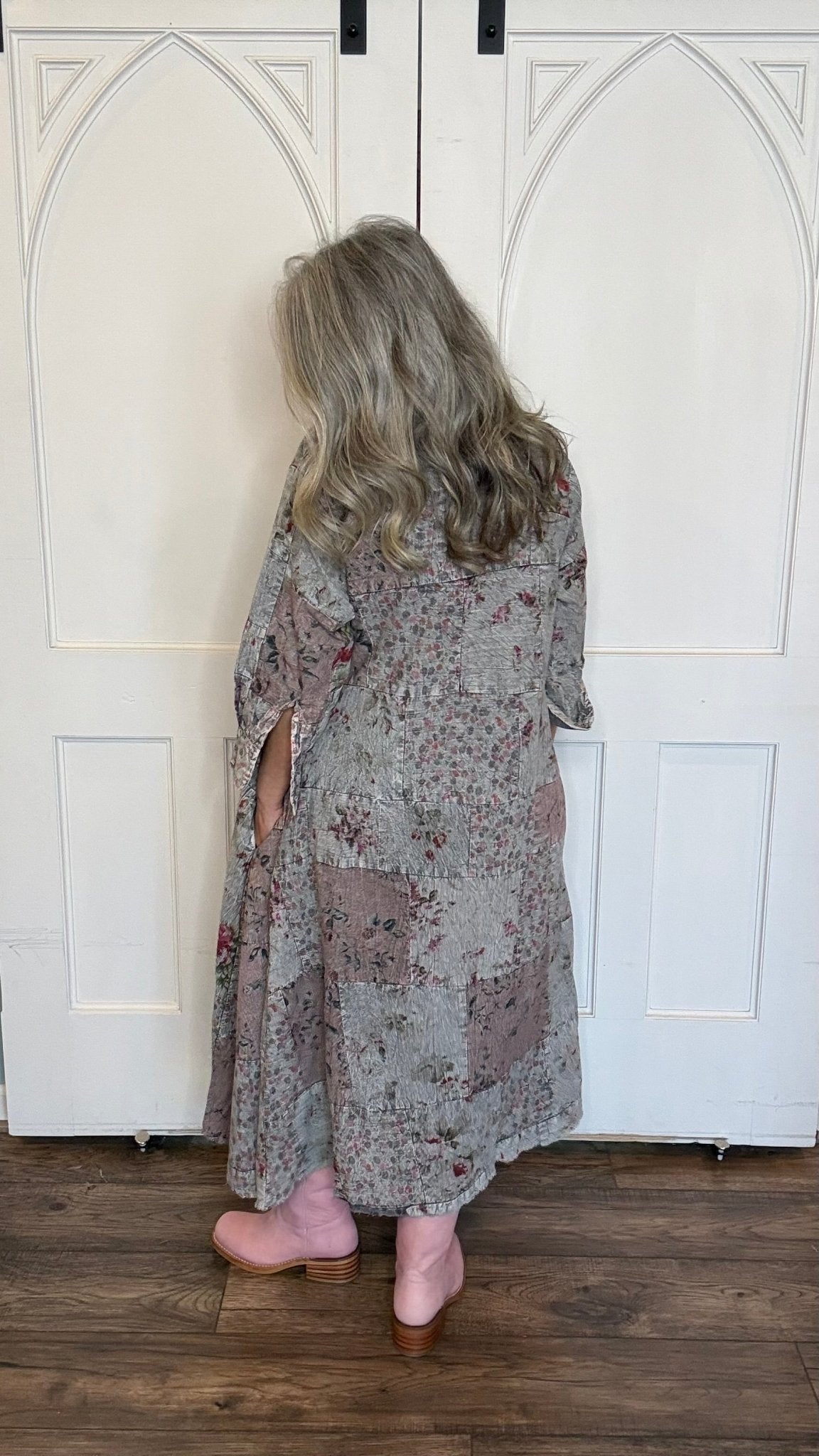 Floral Patchwork Long Cotton Dress - Vintage Vault Boutique