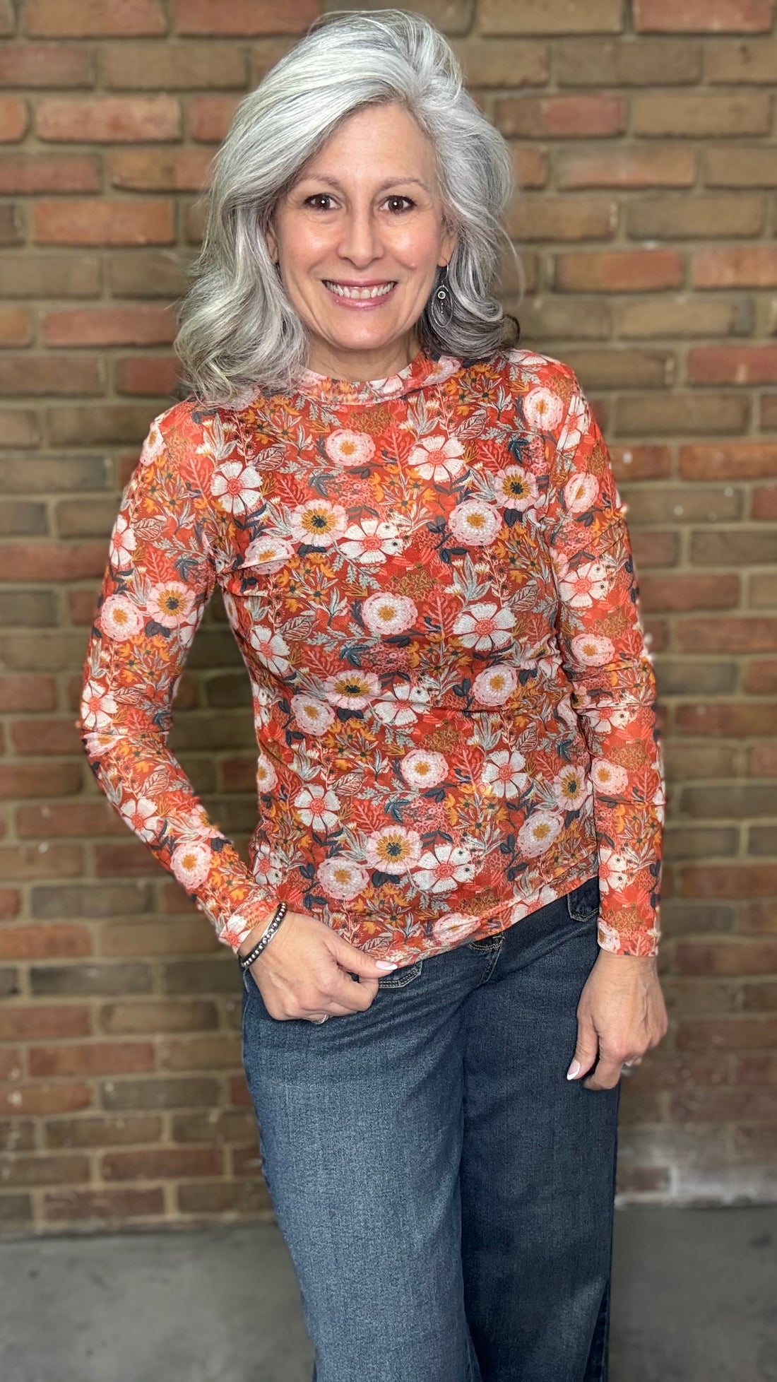 Rust Poppie Mesh Top