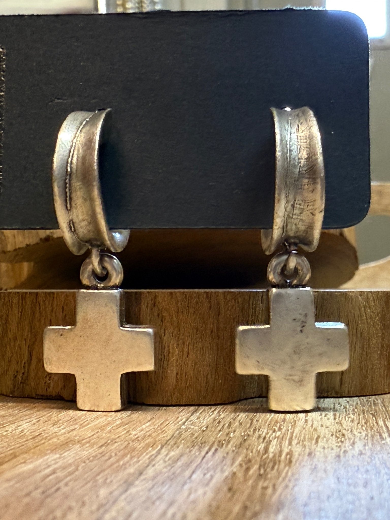 Hoop Cross Earring - Vintage Vault Boutique