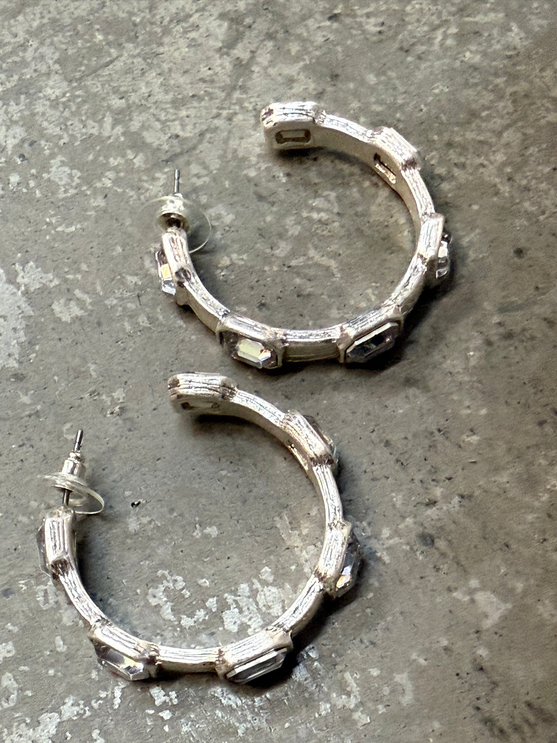 Crystal and Silver Hoop Earring