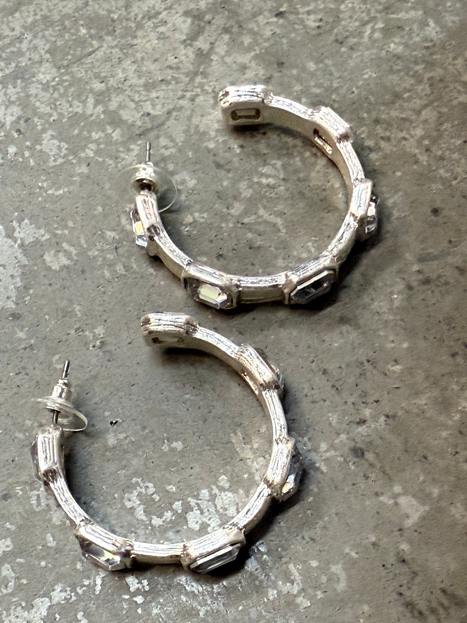 Crystal and Silver Hoop Earring