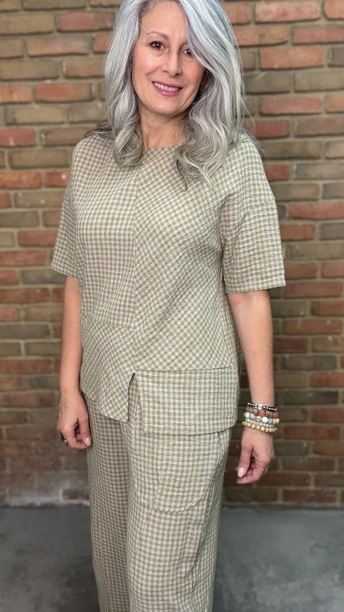 Moira Butter Check Top - Vintage Vault Boutique