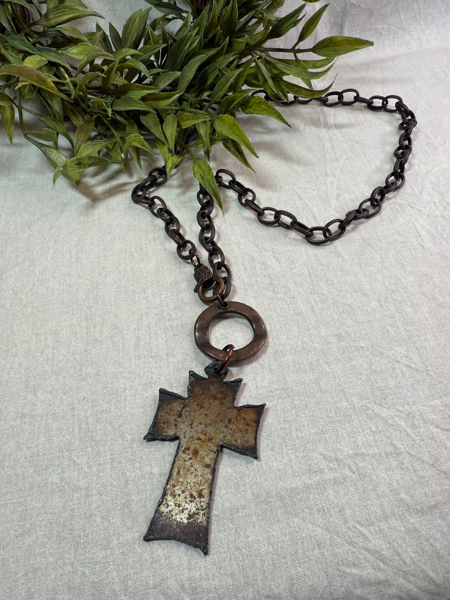 Rustic Cross Necklace - Vintage Vault Boutique