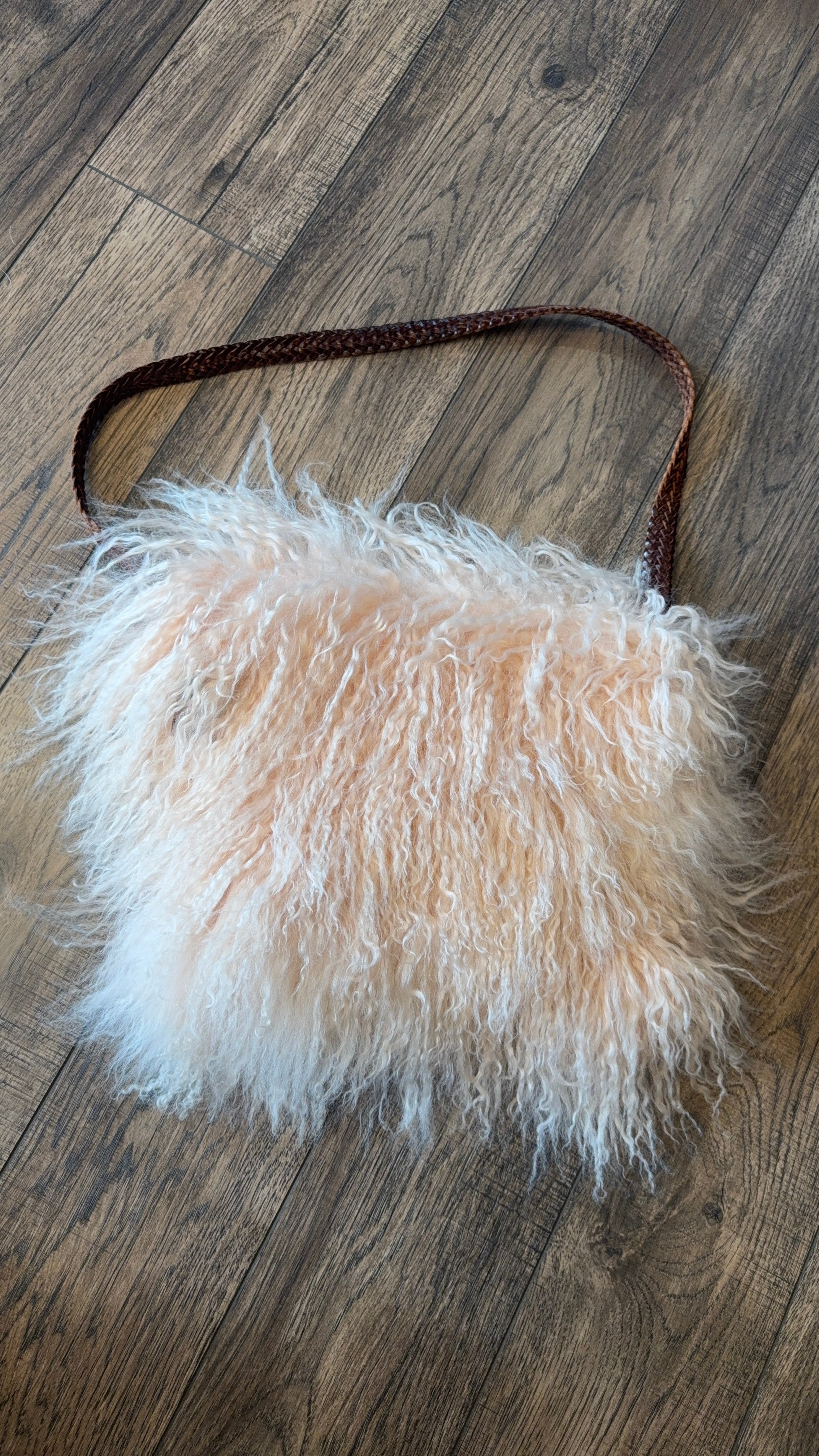 Large Pink Mongolian Fur Bag