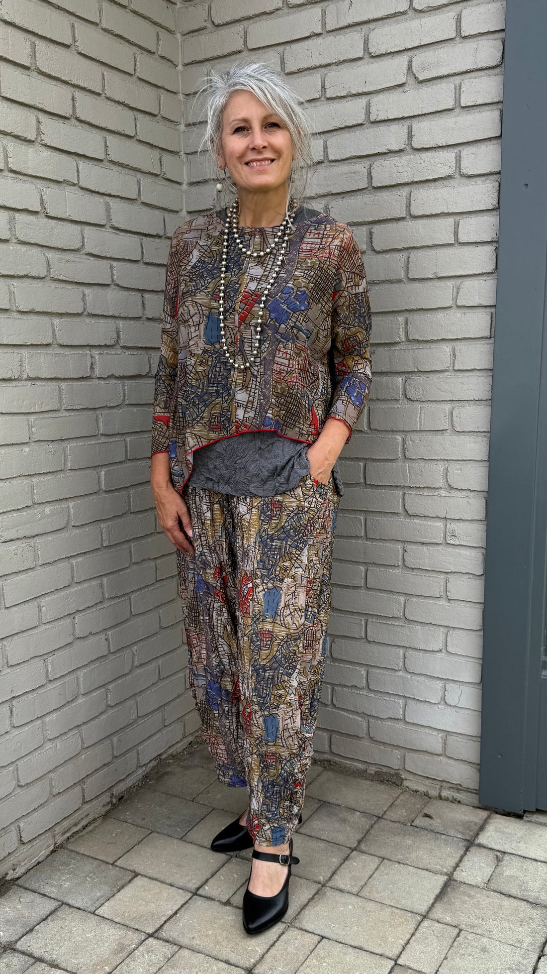Olive European Crush Printed Pants