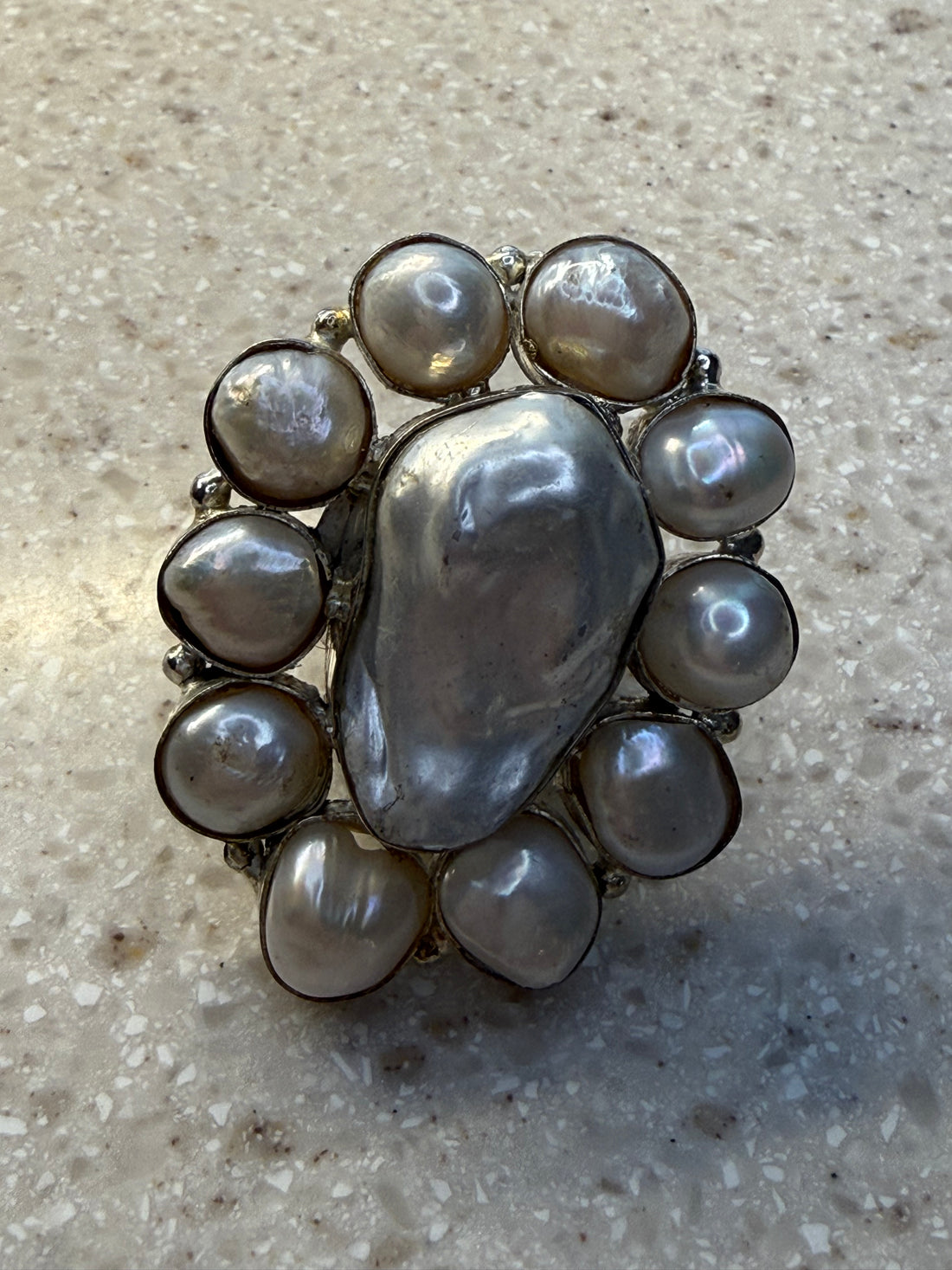 Large Pearl Cluster Ring