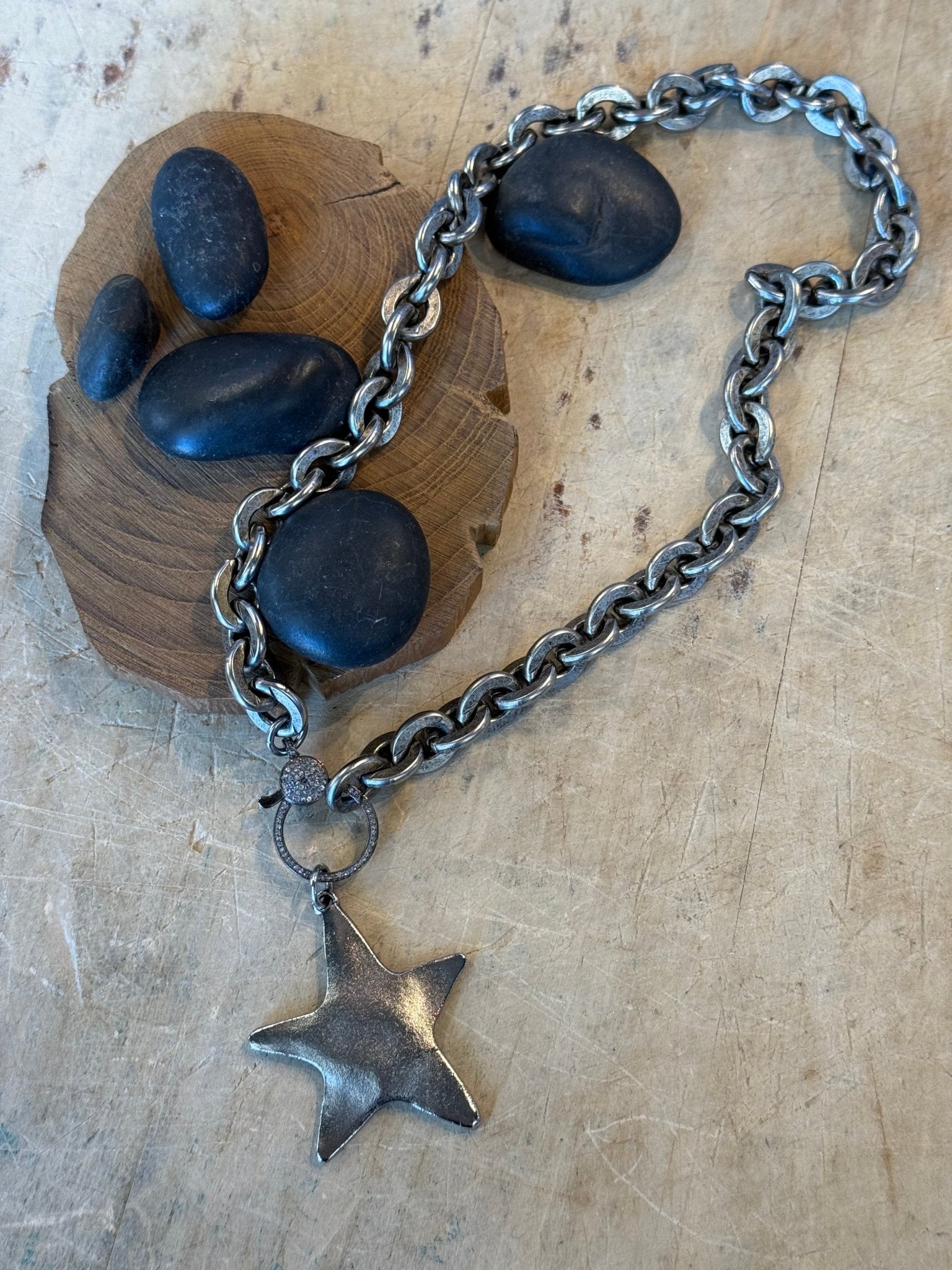 Star Charm on Diamond Clasp Necklace - Vintage Vault Boutique