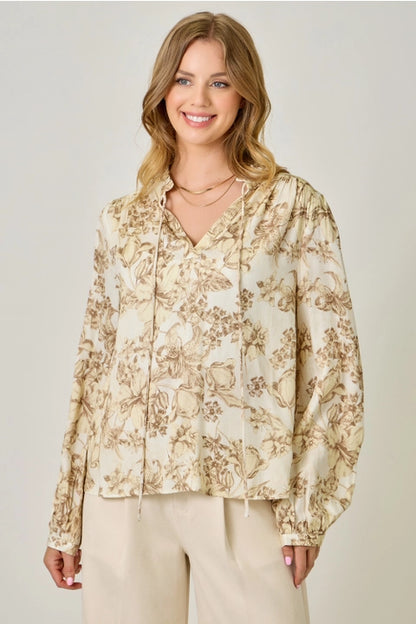 Printed Peasant Blouse