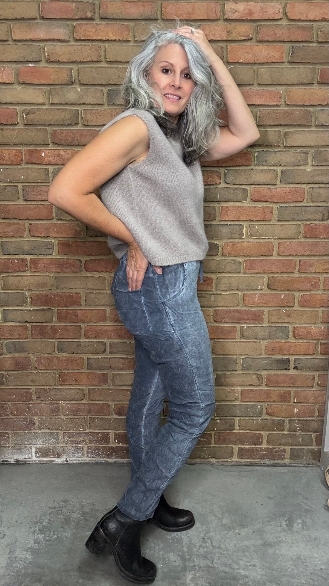 Sueded Denim Jogger Pant