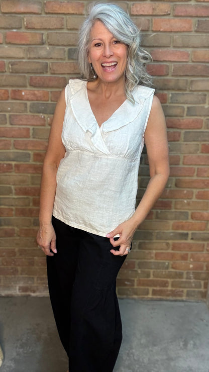 V-Neck Ruffle Sleeveless Top