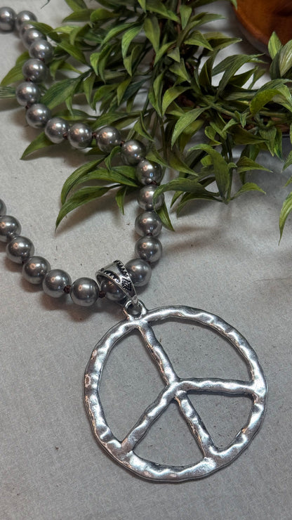 Large Open Peace Sign Necklace