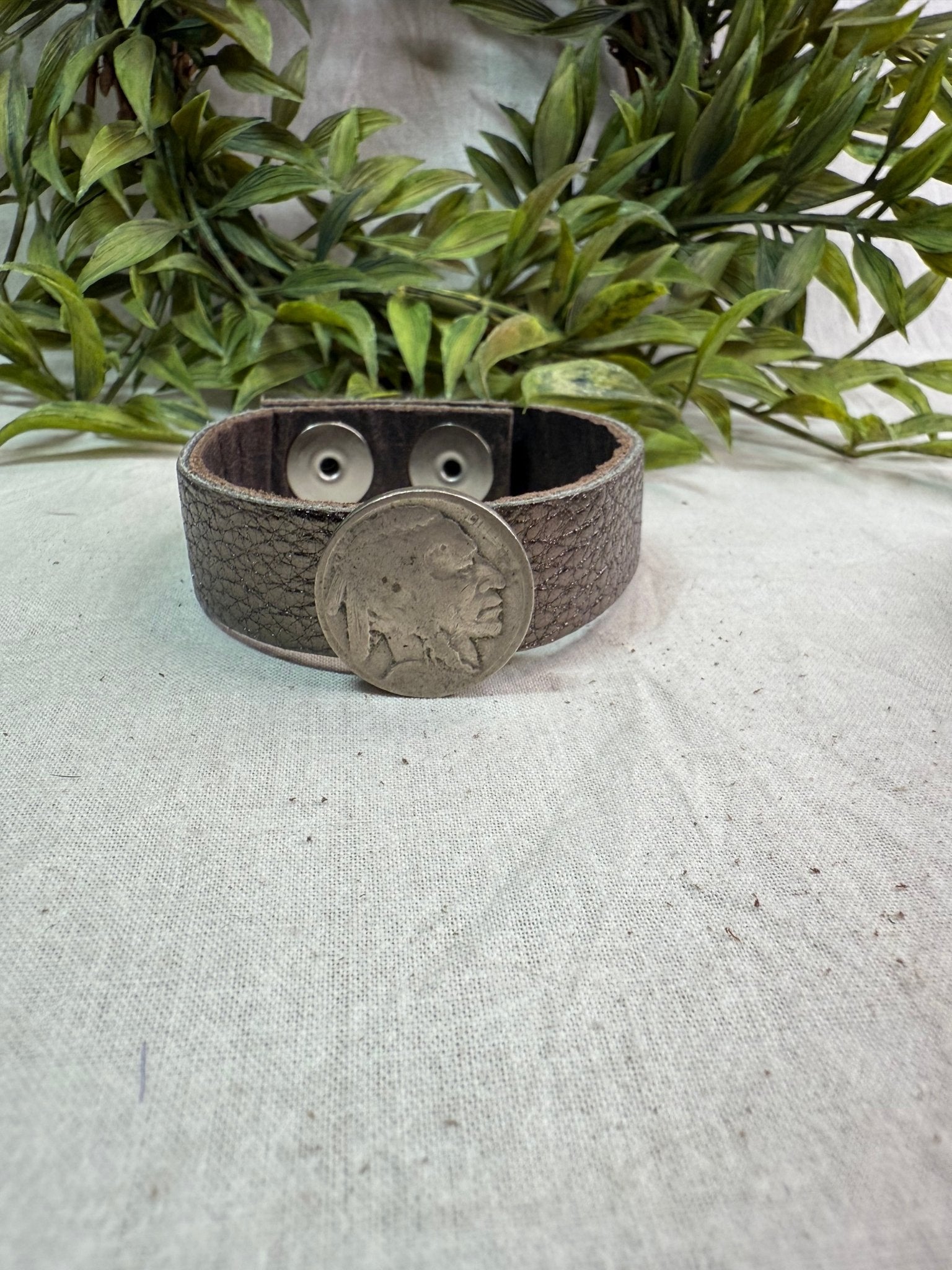 Buffalo Nickel Leather Snap Bracelet - Vintage Vault Boutique
