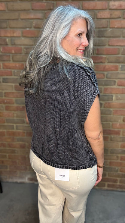 Sleeveless Sweater Vest BLACK