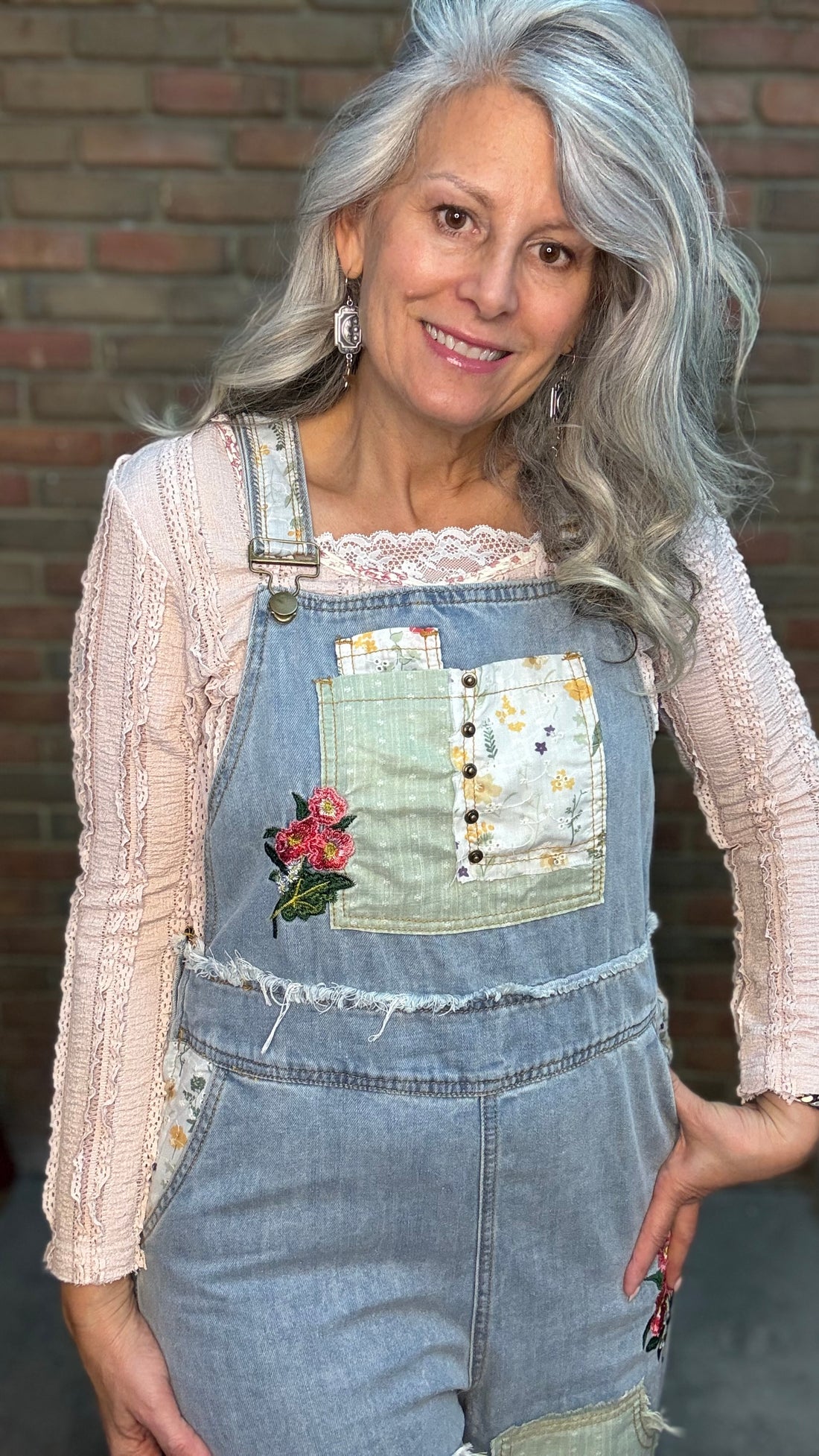 Denim Patchwork Overalls