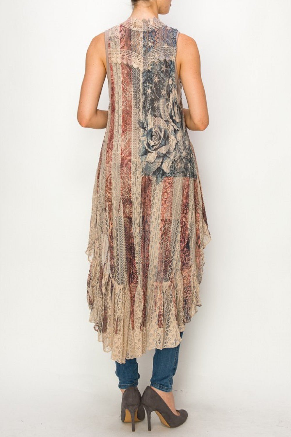 Patriotic Rose Lace Vest - Vintage Vault Boutique