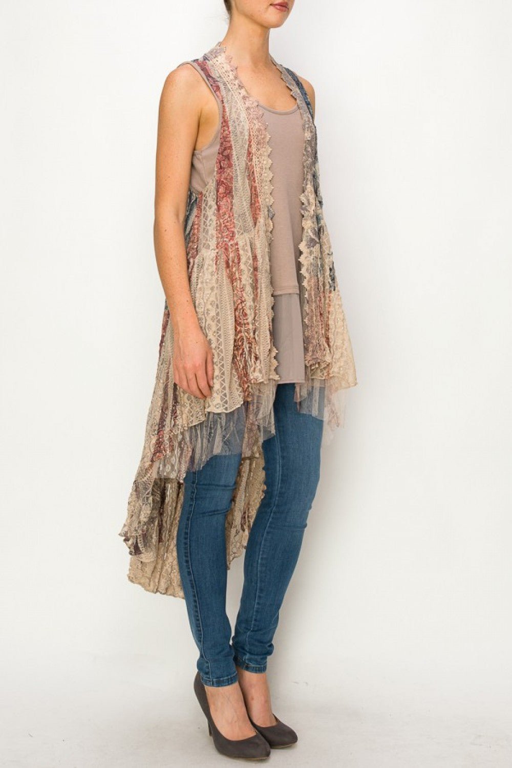 Patriotic Rose Lace Vest - Vintage Vault Boutique