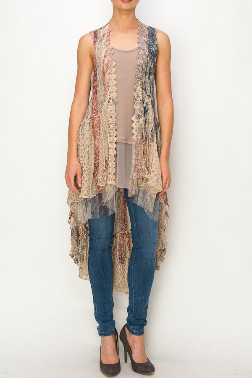 Patriotic Rose Lace Vest - Vintage Vault Boutique