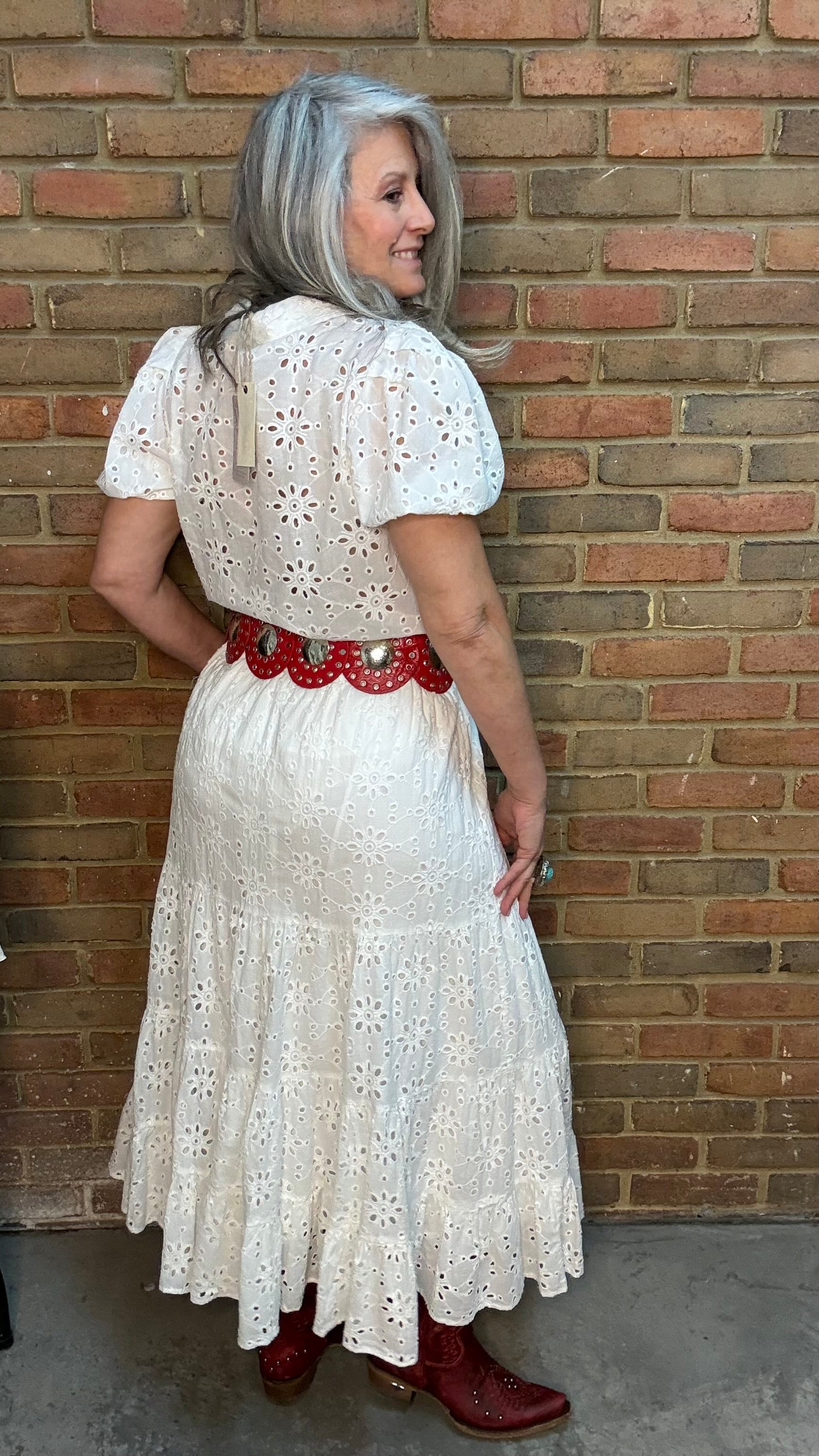 White Eyelet Tiered Skirt
