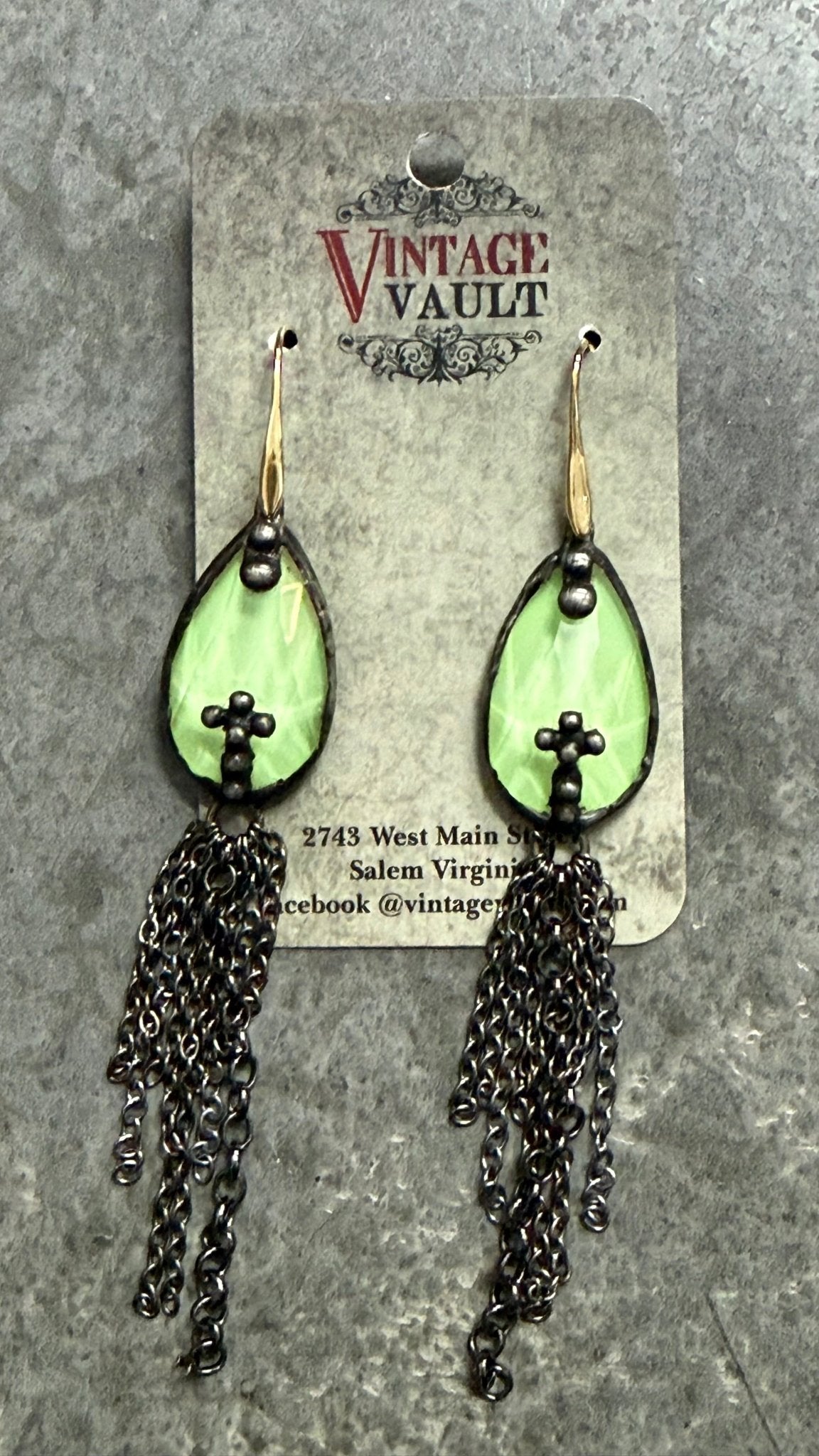 Cross Crystal Chain Earring - Vintage Vault Boutique