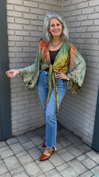 Orange/Green Tie Dye Shrug Cardigan