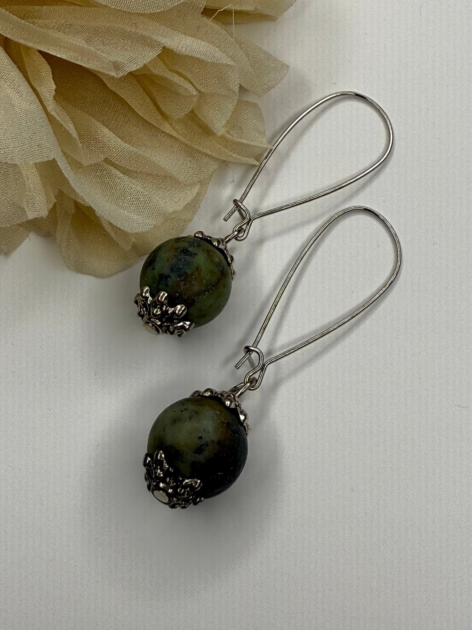 African Turquoise Drop Earring - Vintage Vault Boutique
