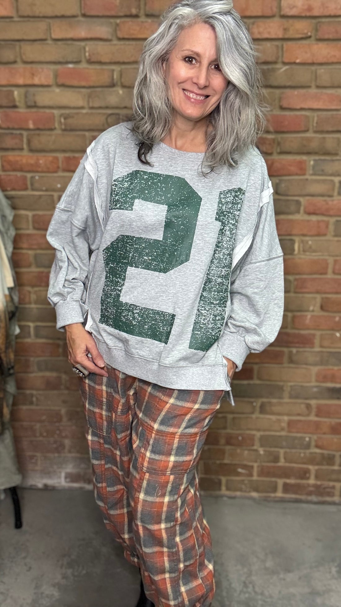 Faded Varsity Pullover Top