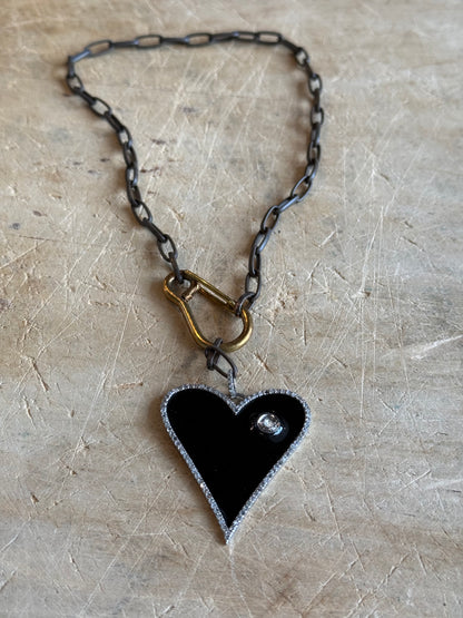 Black Heart Pave Diamond Necklace