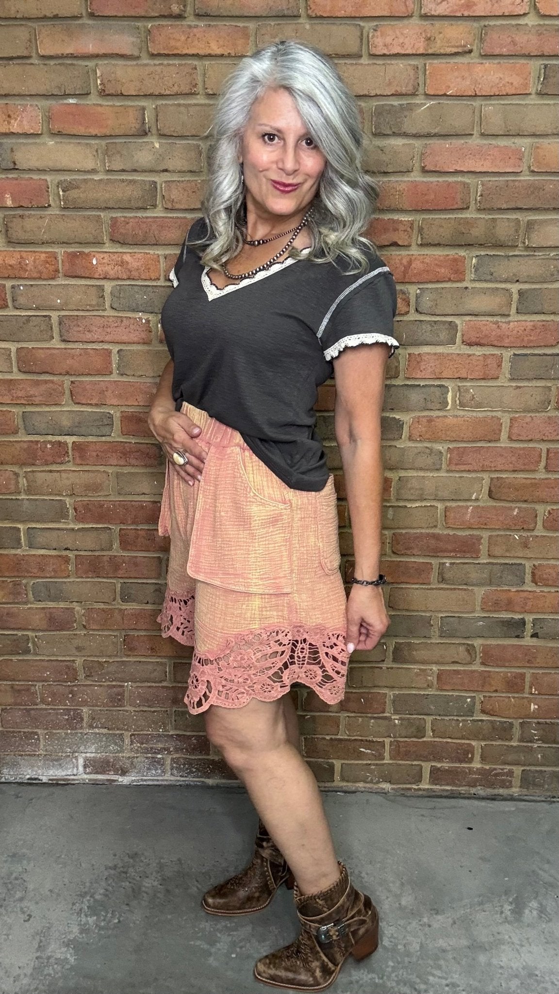 Cotton Gauze Lace Trim Shorts - Vintage Vault Boutique