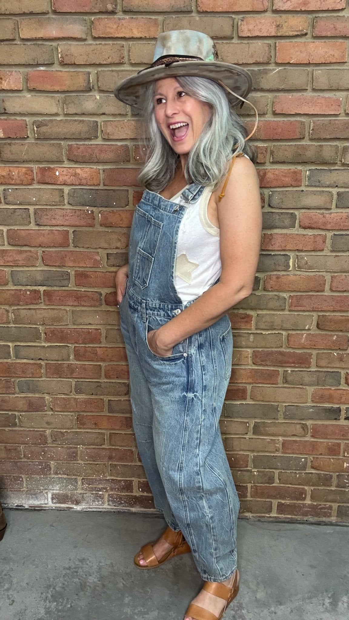 Washed Barrel Leg Overalls - Vintage Vault Boutique