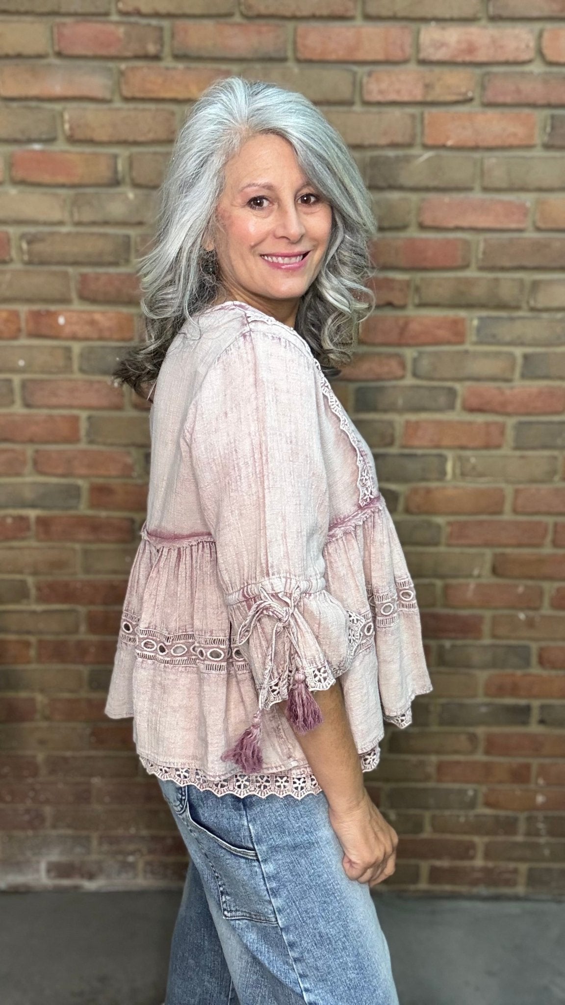 Washed Pink Cotton Gauze Top - Vintage Vault Boutique
