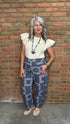 Printed Ruffle Cap Sleeve Top - Vintage Vault Boutique